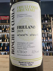 Ronchi di Cialla Friulano 2025 Friuli Colli Orientali DOC
