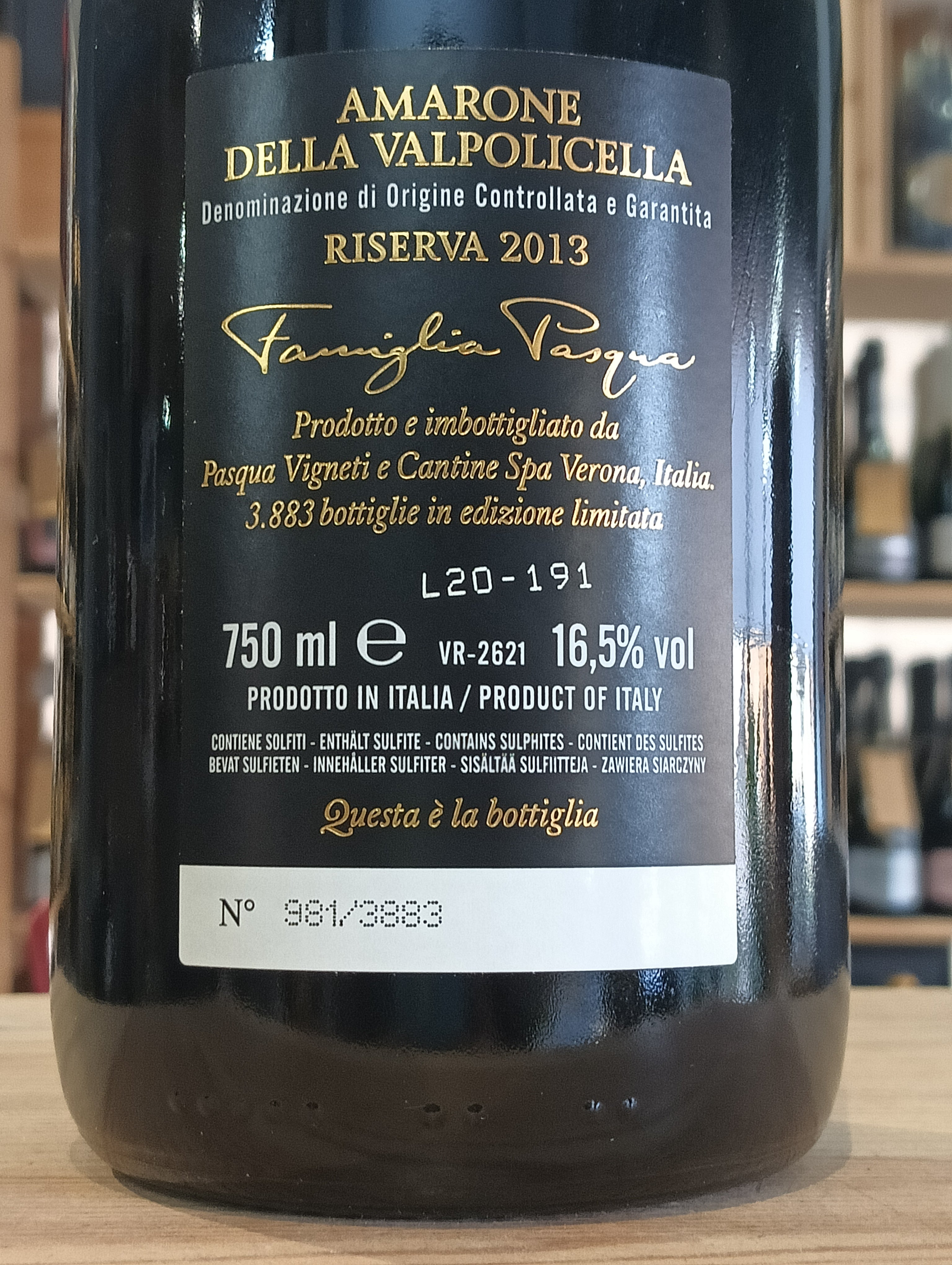 Amarone Riserva DOCG 2013 Pasqua - In Cassetta Legno
