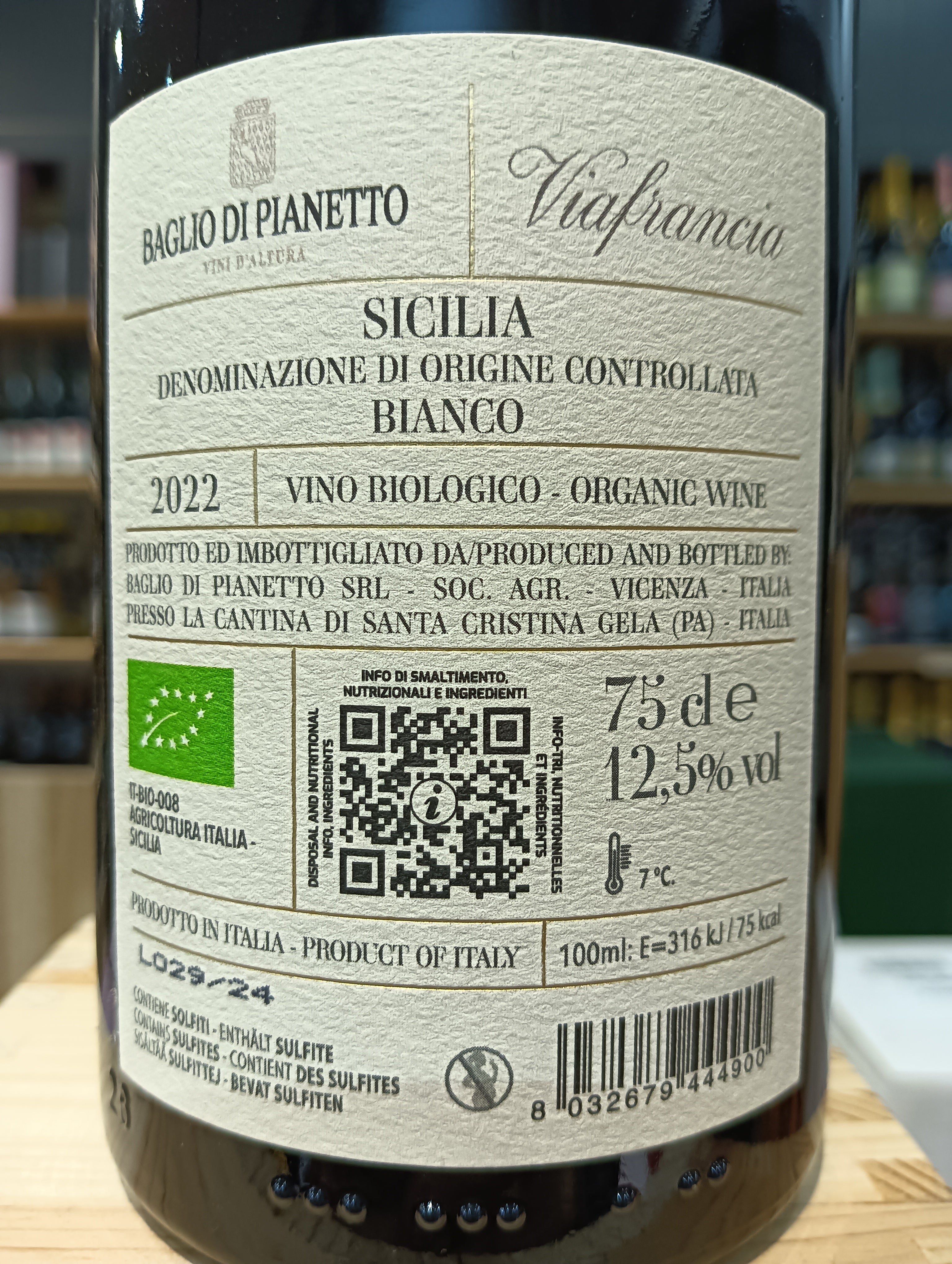 Sicilia Bianco DOC ViaFrancia 2022 - Baglio di Pianetto