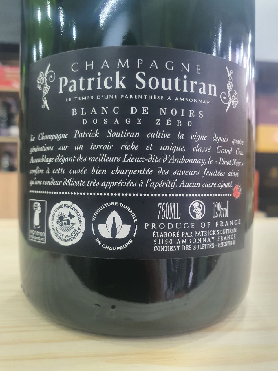 Champagne Dosage Zero Blanc de Noirs Grand Cru - Patrick Soutiran