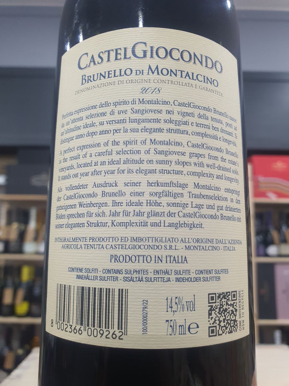 Brunello di Montalcino CastelGiocondo 2018