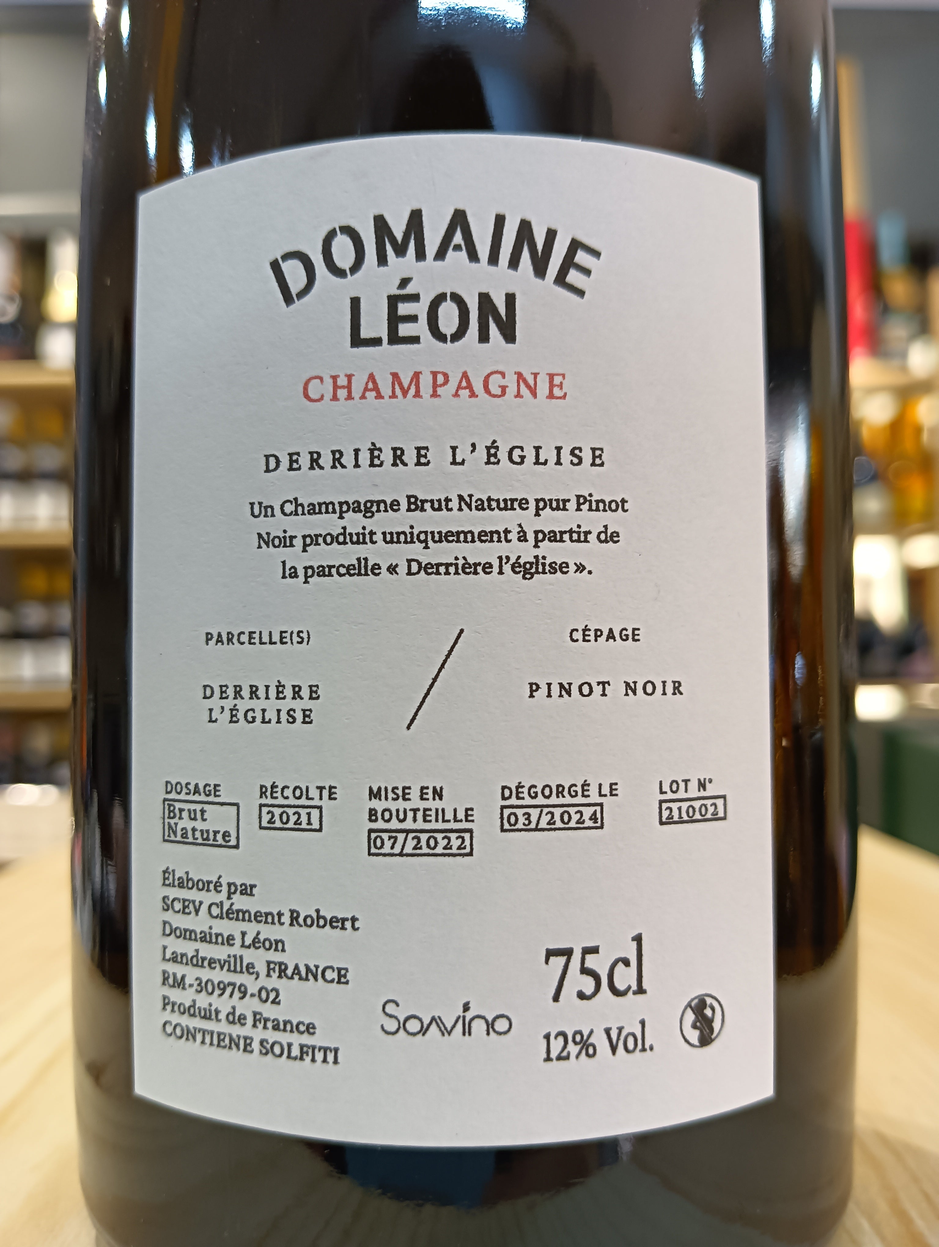 Champagne Derrière l'Église Domaine Léon Brut Nature