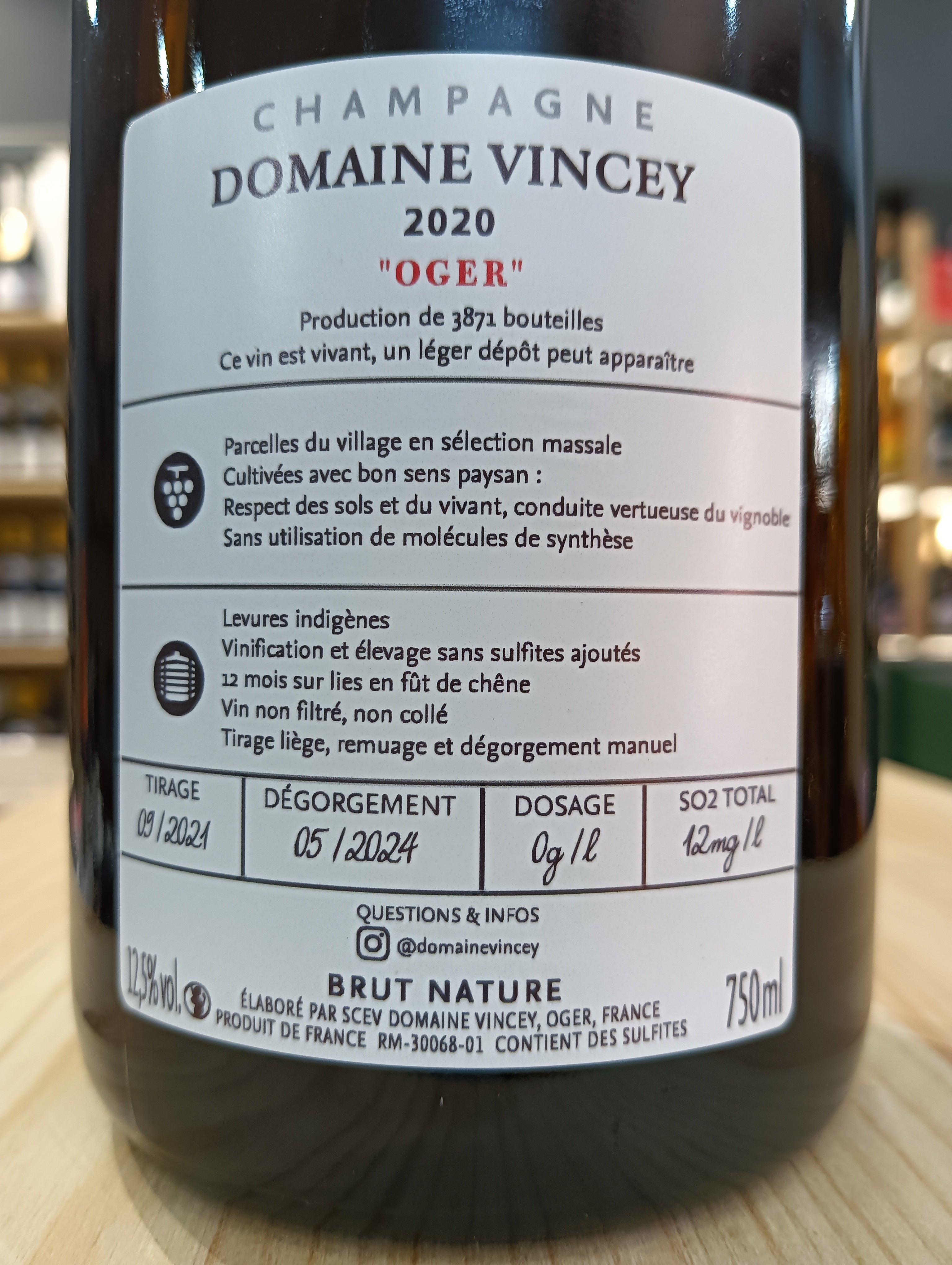 Champagne Domaine Vincey Oger 2020 Grand Cru