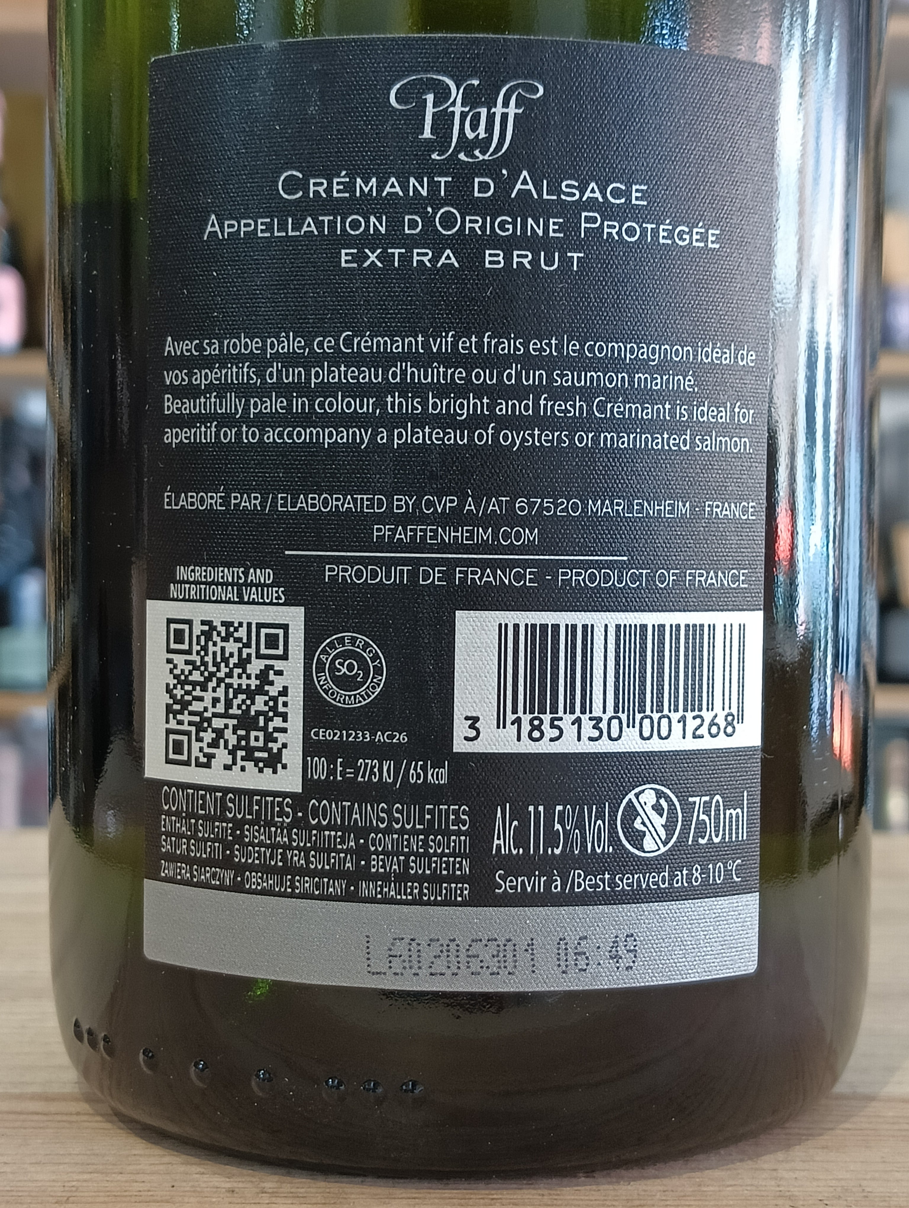 Crémant d'Alsace AOP Extra Brut "Zero Dosage" Pfaff