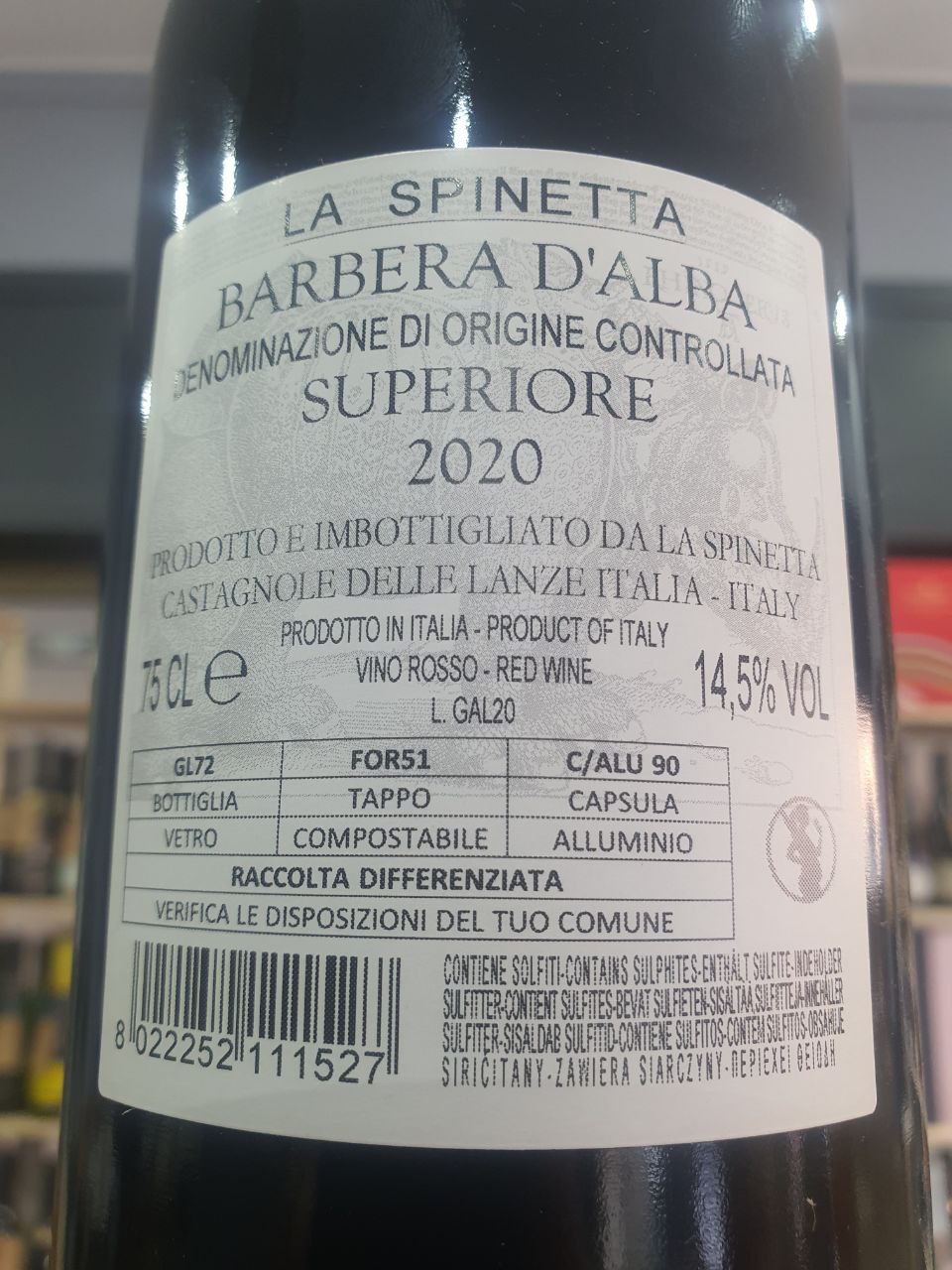 La spinetta Barbera d'Alba Gallina 2020
