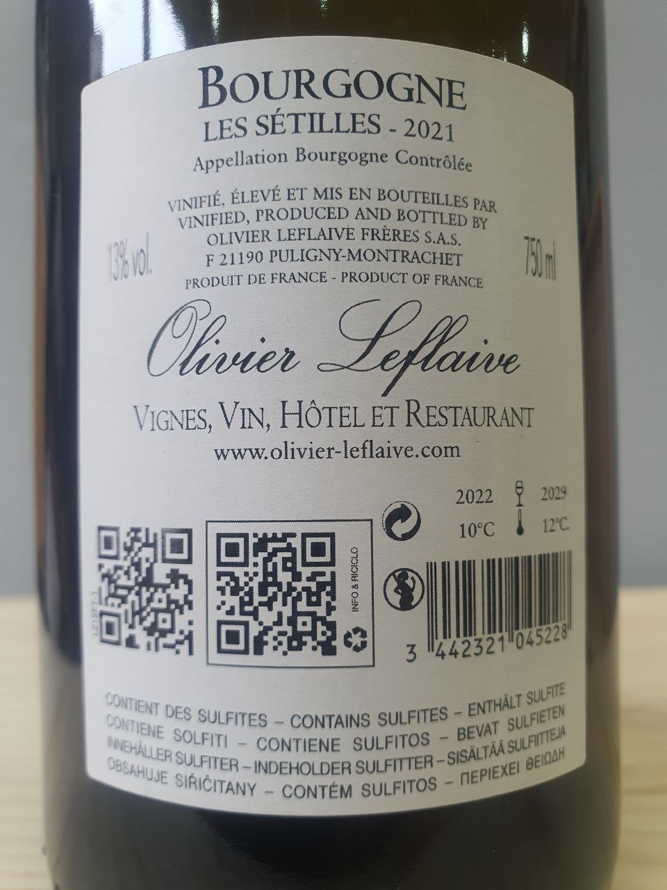Bourgogne Les Sétilles 2021 Olivier Leflaive