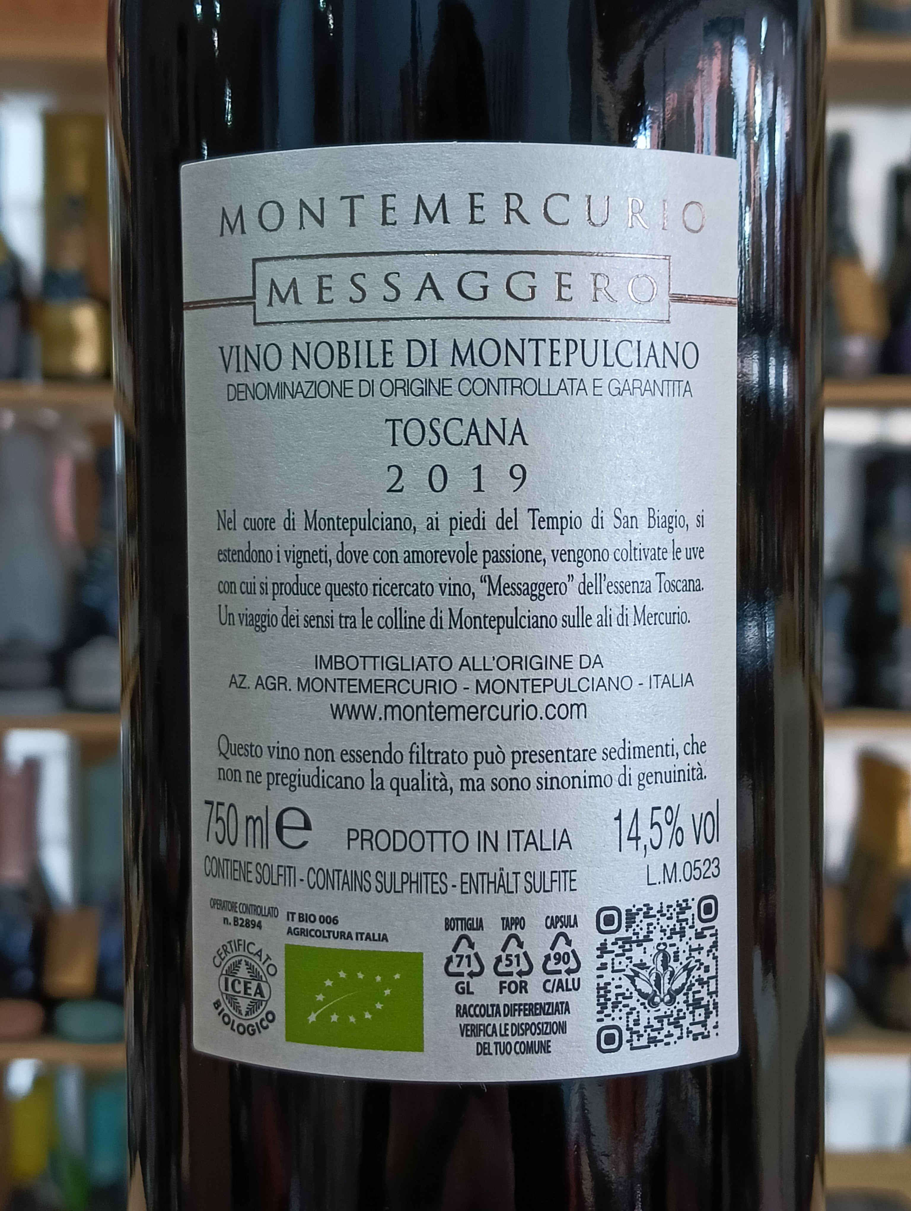 Messaggero Nobile di Montepulciano DOCG 2019 Montemercurio