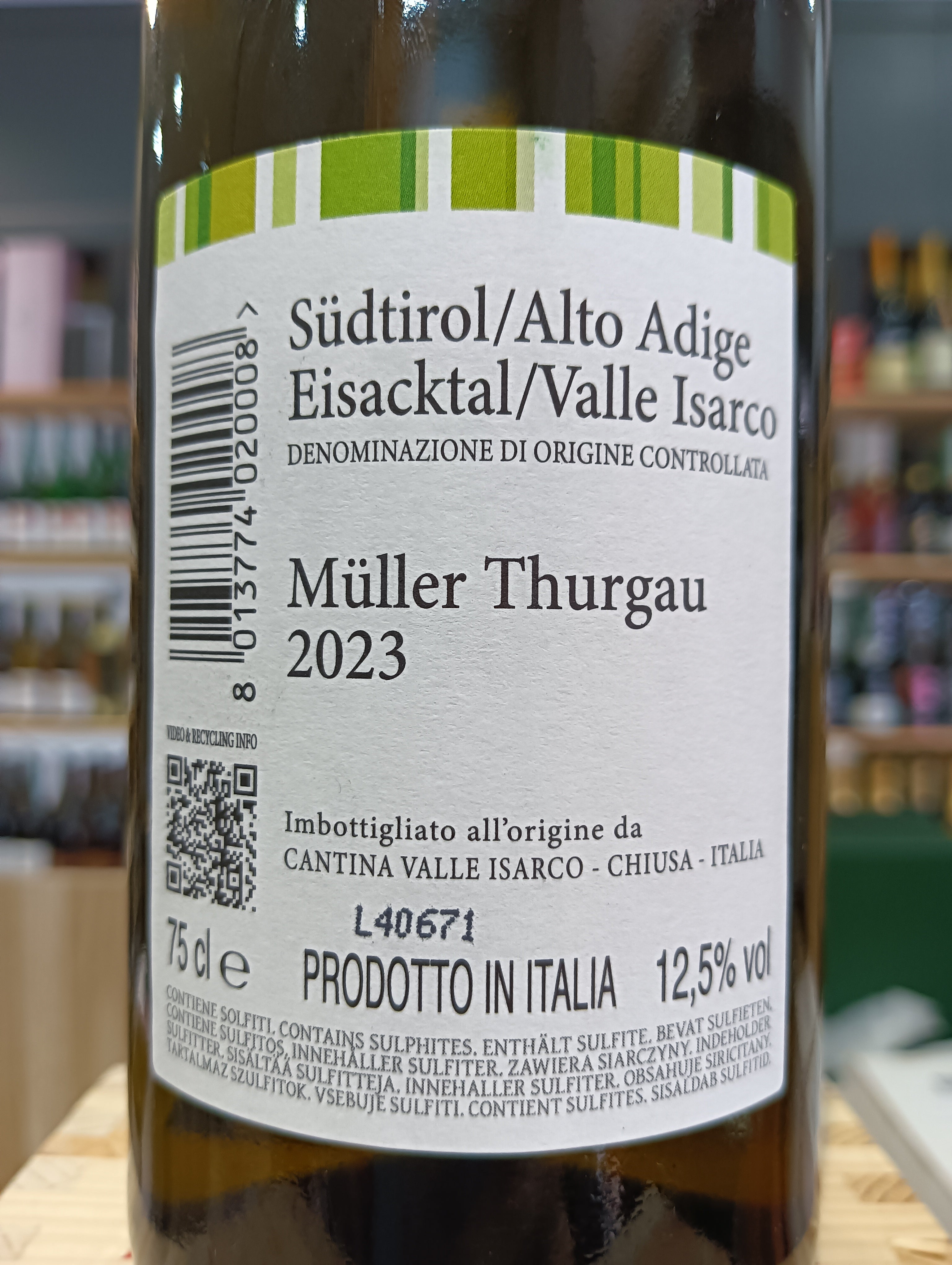 Müller Thurgau 2023 Cantina Valle Isarco DOC Alto Adige