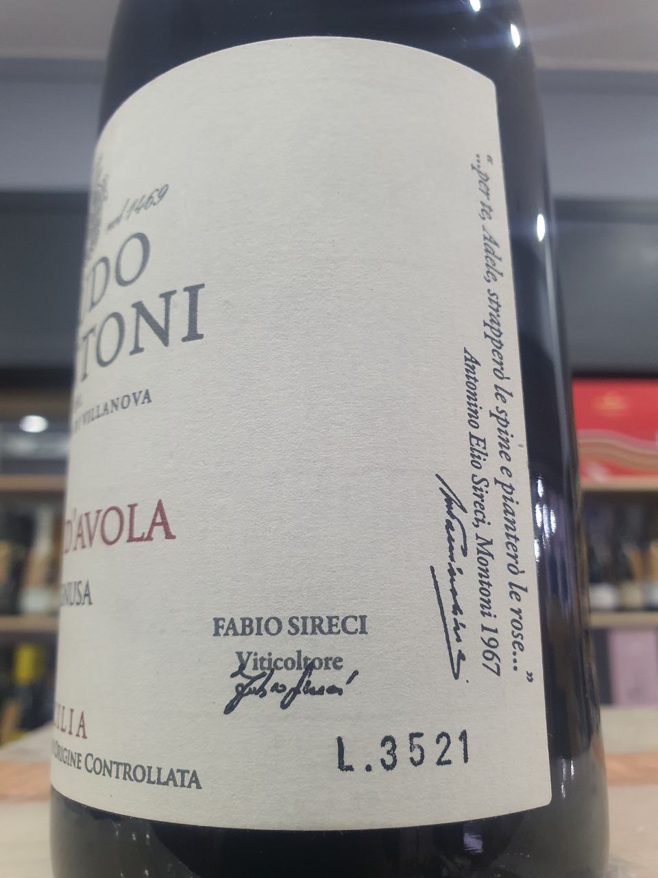 Nero d'Avola Lagnusa Sicilia DOC 2019 Feudo Montoni