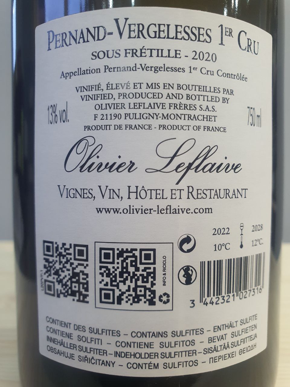 Pernand-Vergelesses 1er Cru Sous Frétilles 2020 - Olivier Leflaive