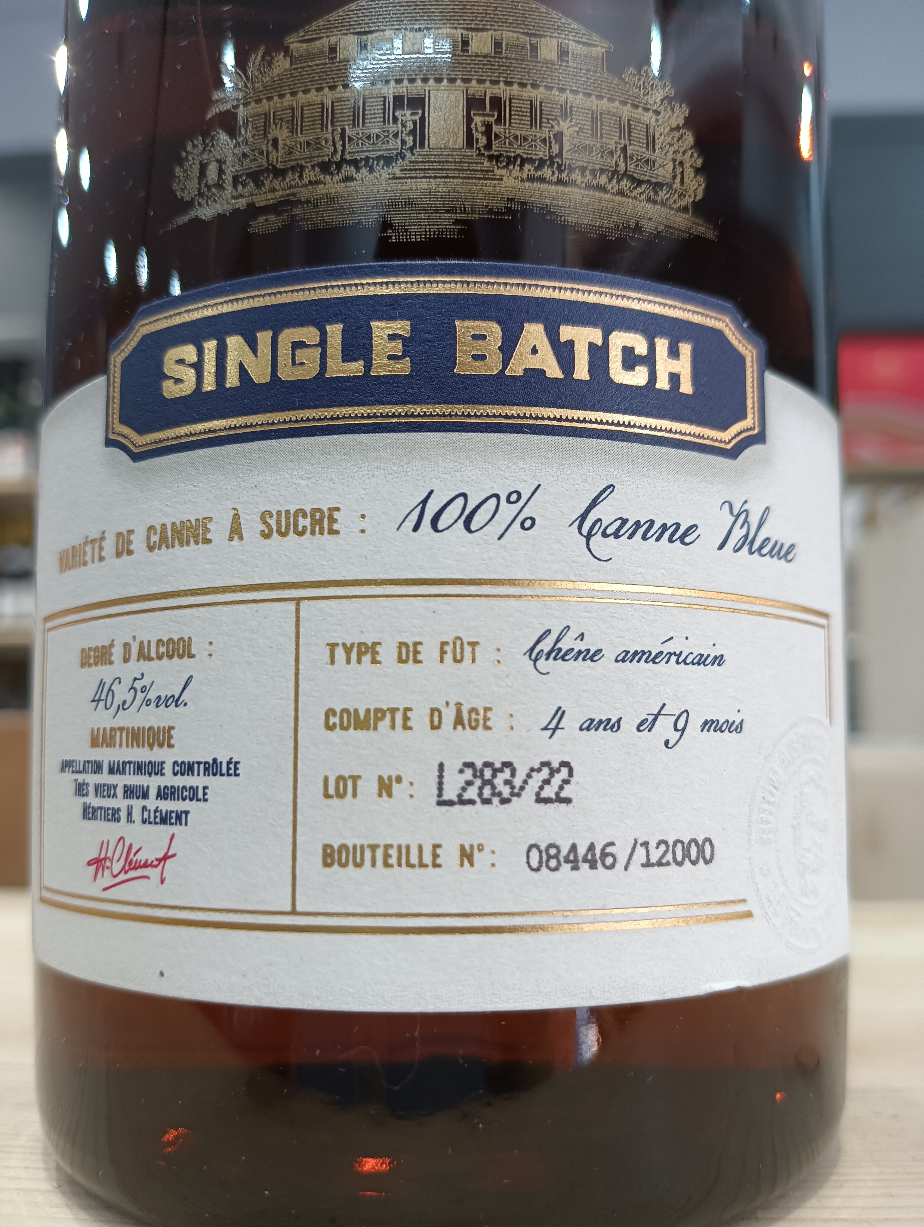 Rhum Agricole Single Batch Canne Bleue - Clément