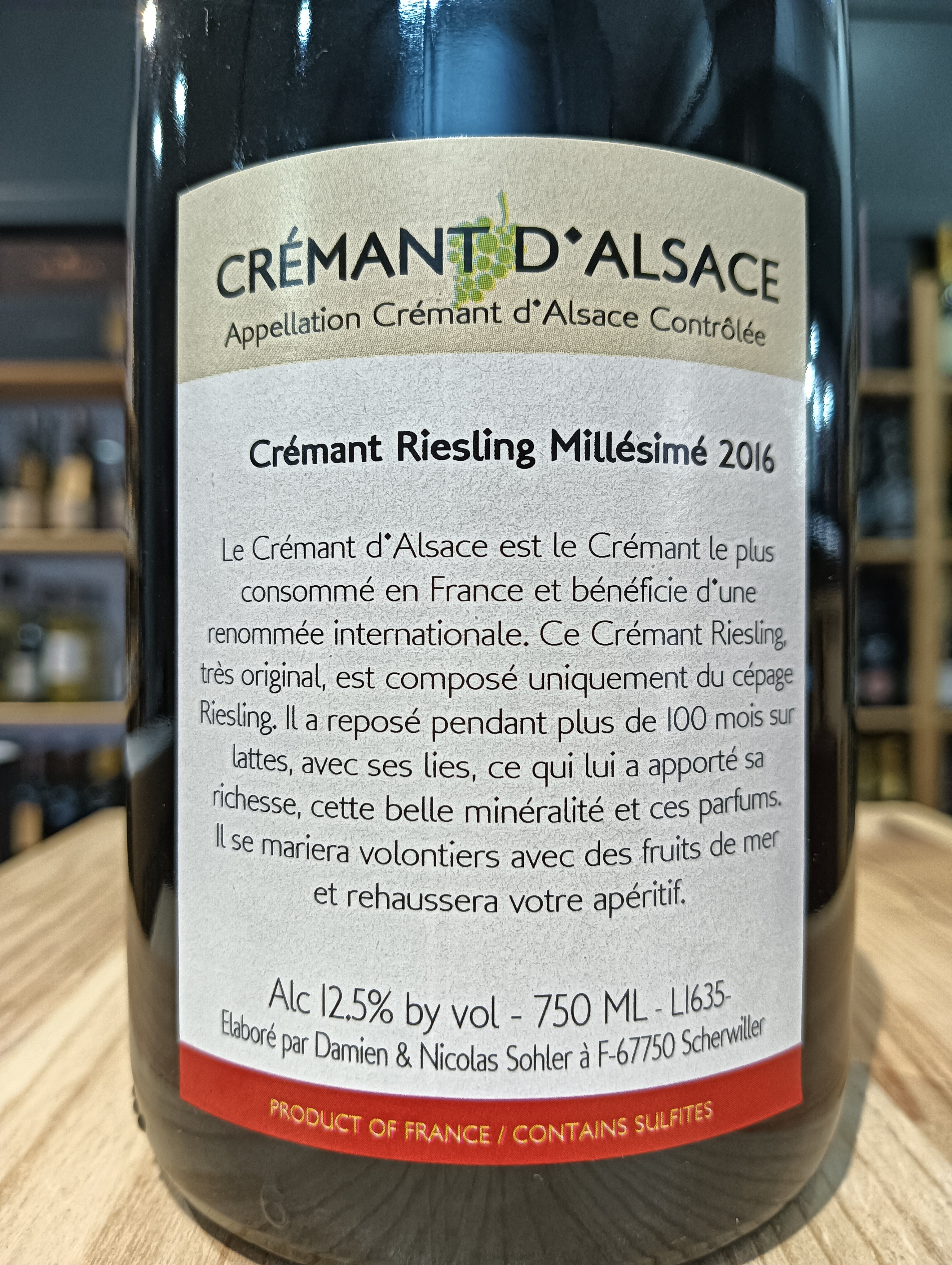 Riesling Crémant d'Alsace Millesimé 2016 Sohler