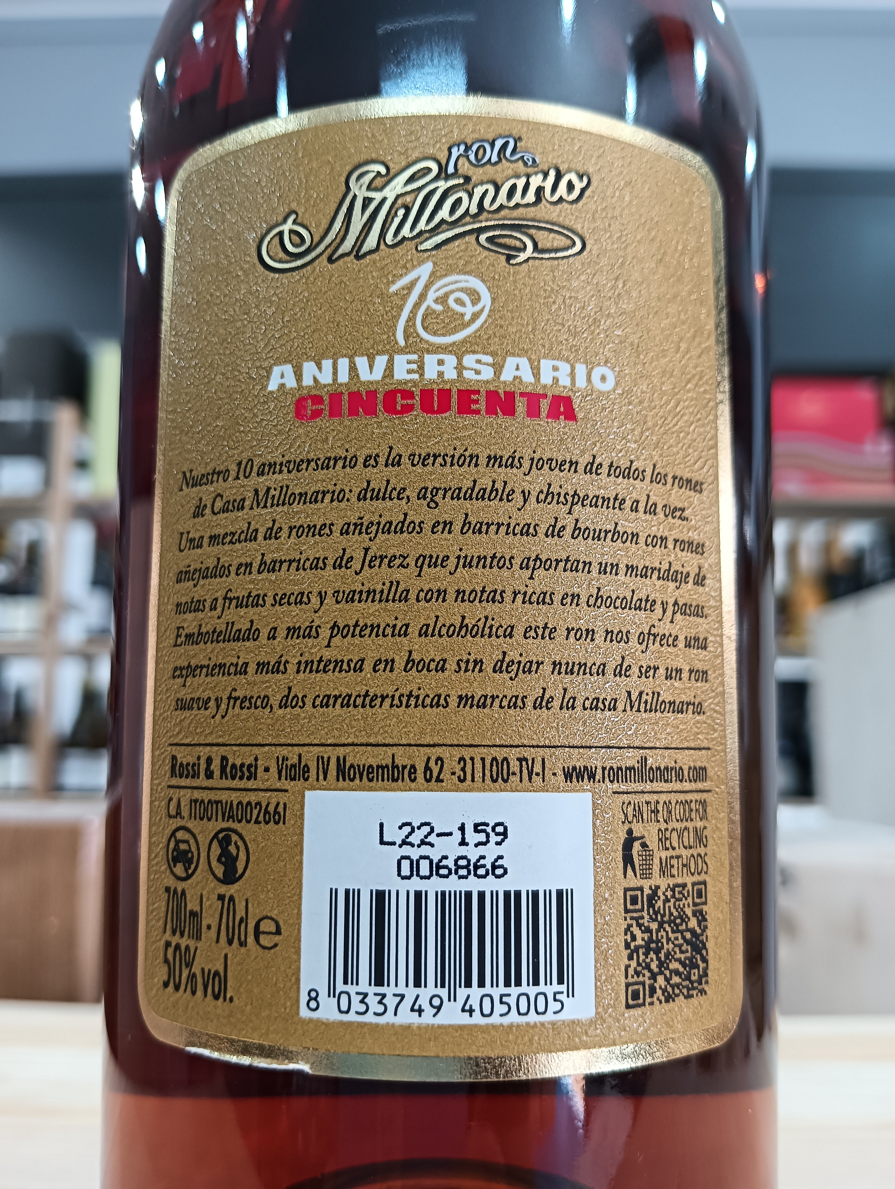 Rum Cincuenta 10 Aniversario Ron Millonario (Astucciato)