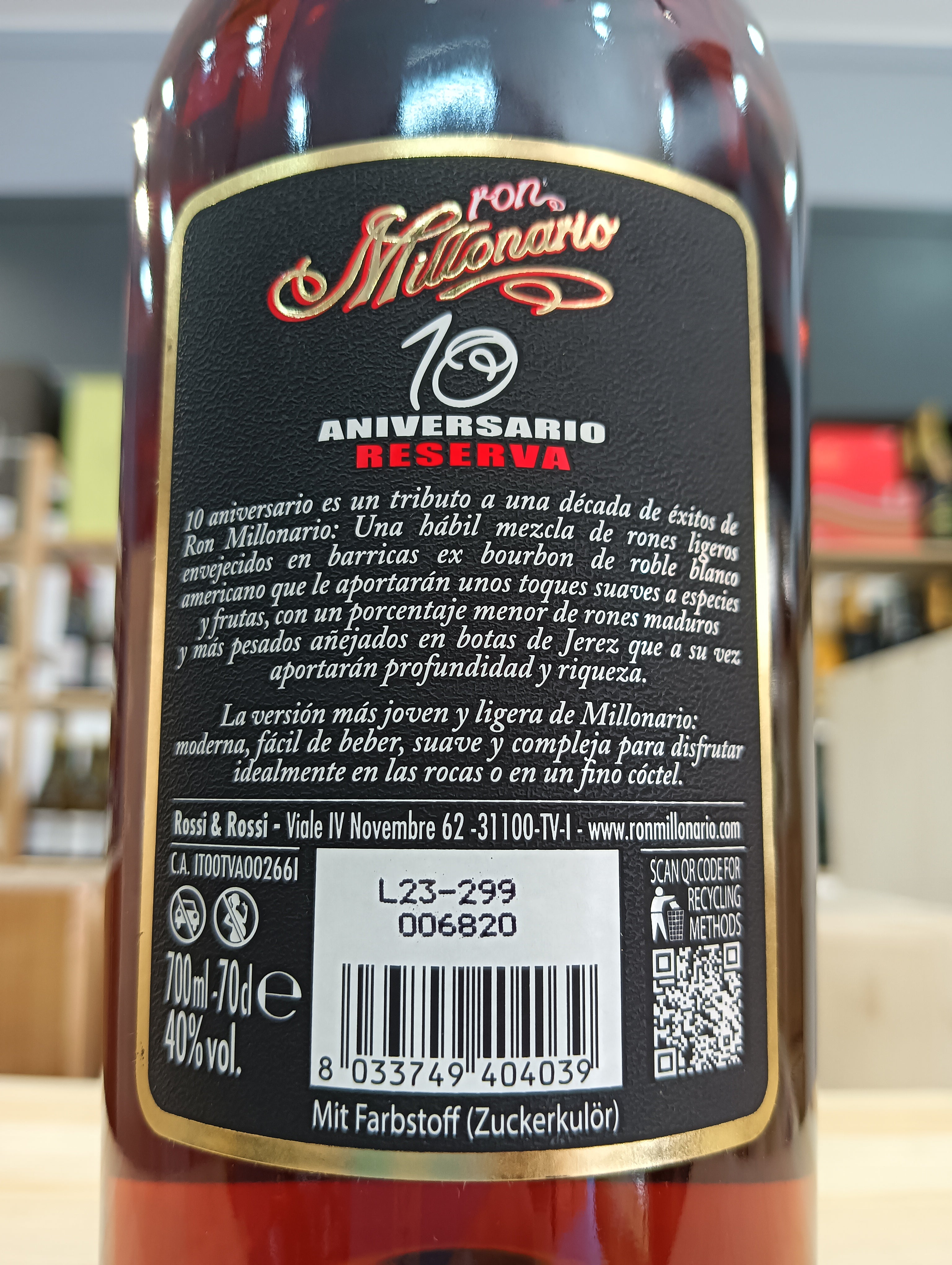 Rum Reserva 10 Aniversario Ron Millonario