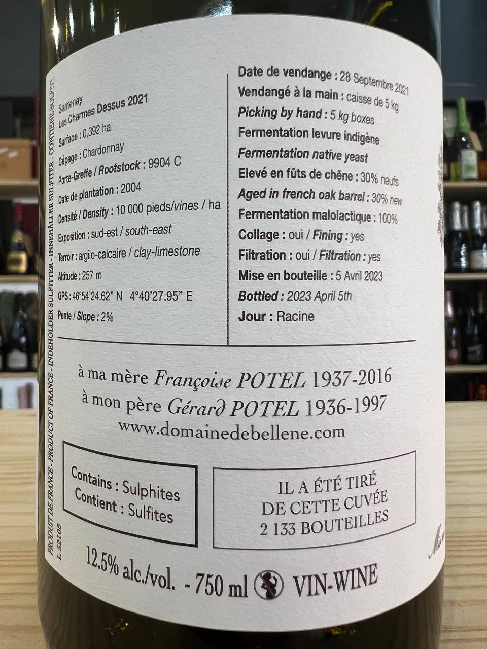 Santenay Les Charmes Dessus 2021 - Domaine de Bellene