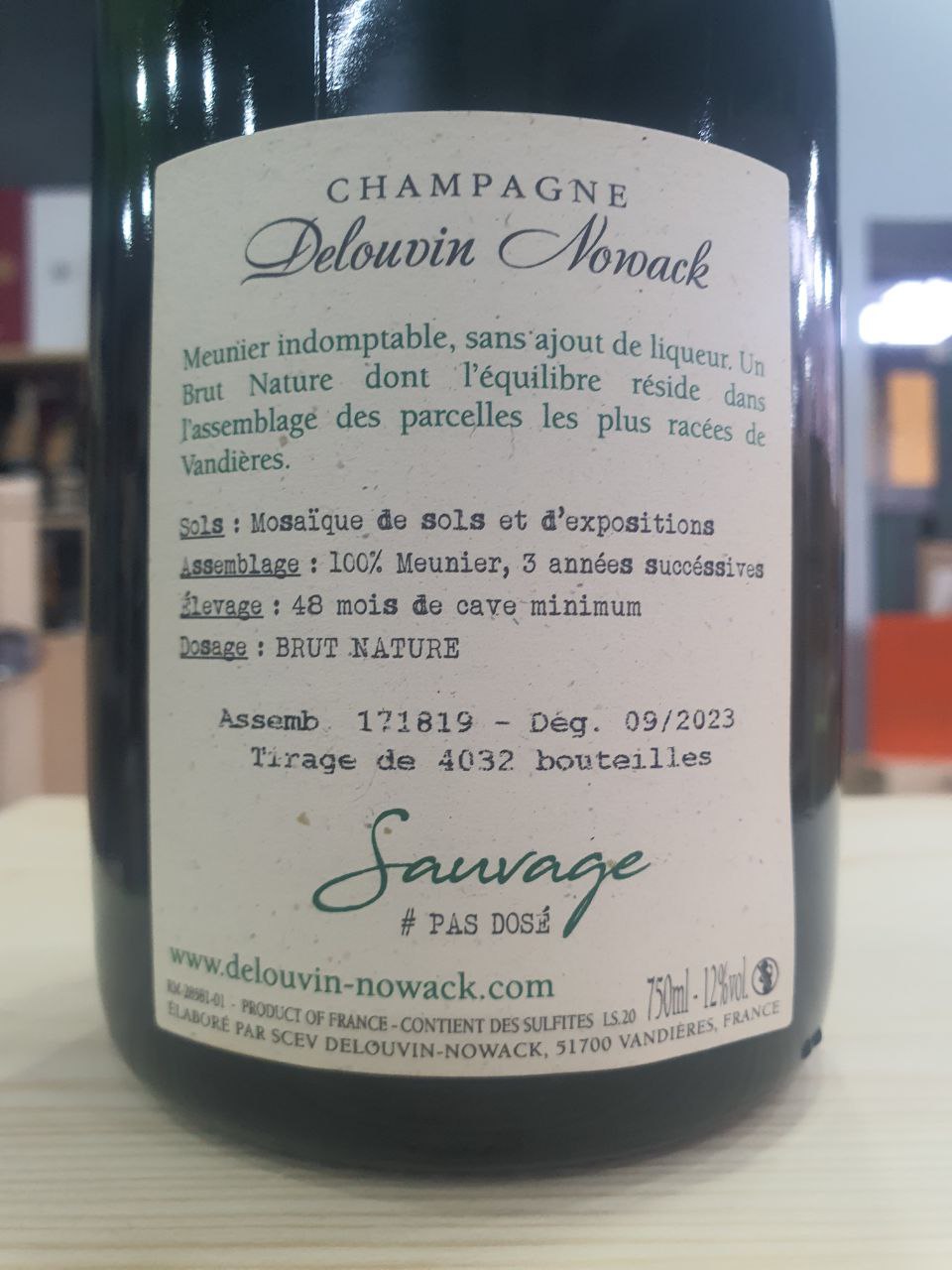 Champagne "Sauvage" Brut Nature - Delouvin Nowack