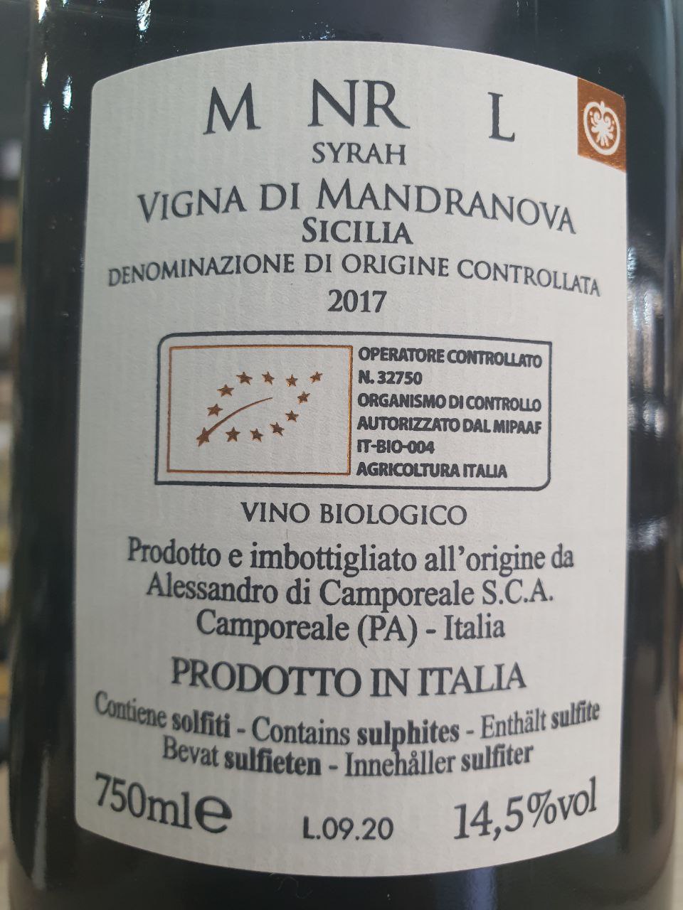 Syrah "MNRL" Vigna di Mandranova 2017 Bio
