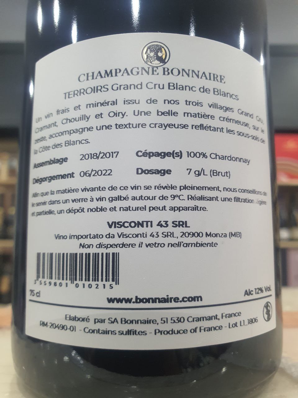 Champagne "Terroirs" Grand Cru Blanc de Blancs - Bonnaire