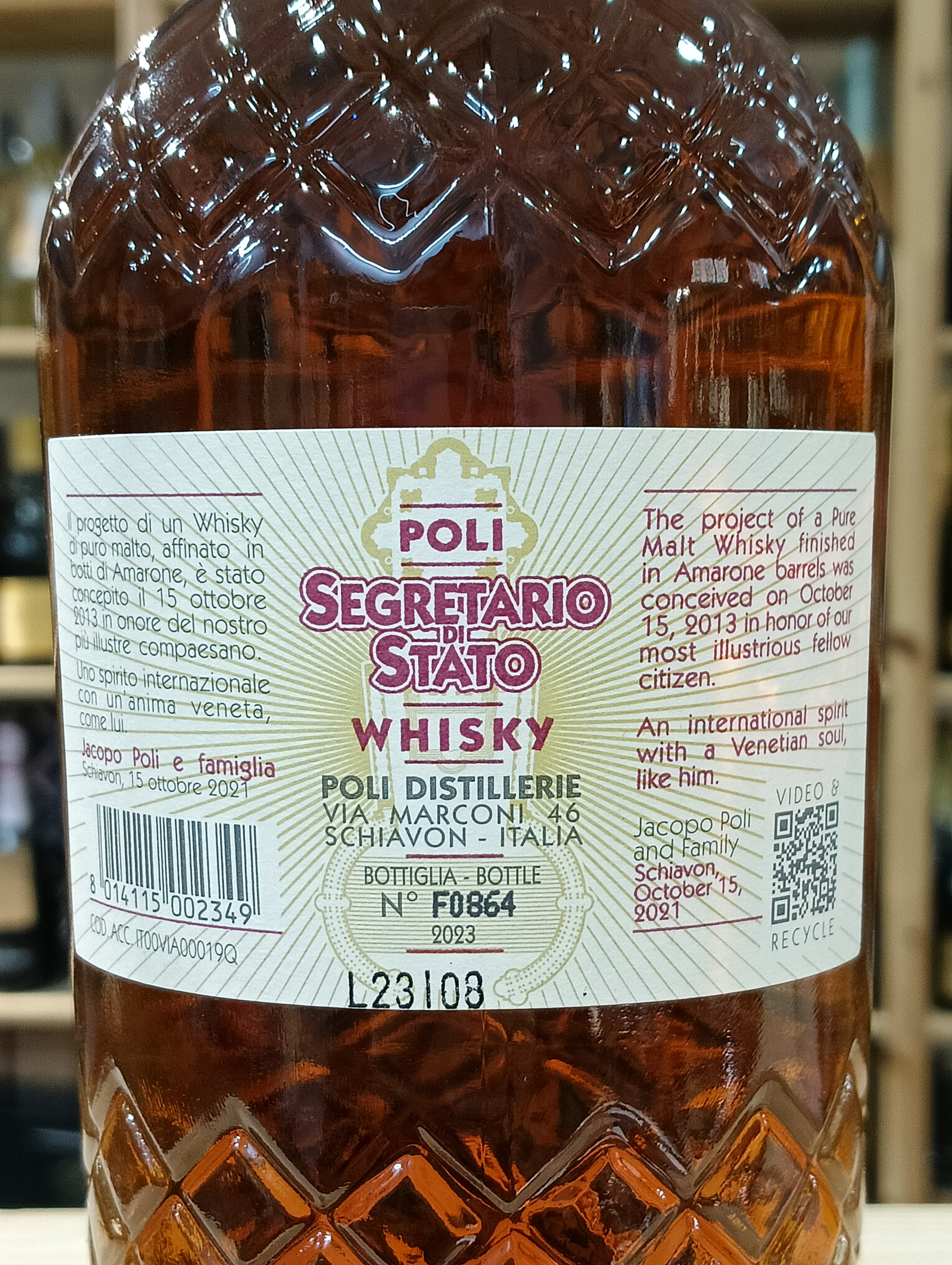 Whisky Segretario di Stato - Poli (Astucciata)