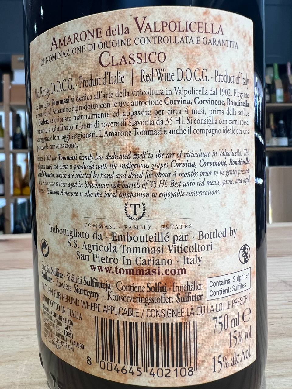 Amarone Classico Della Valpolicella Tommasi 2021