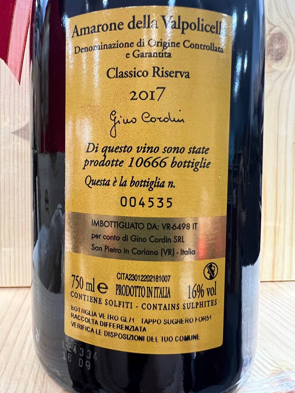 Amarone Della Valpolicella Riserva 2017 - Gino Accordini