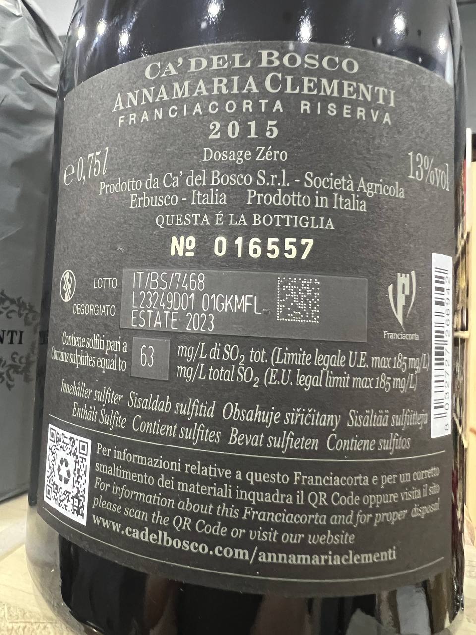 Annamaria Clementi 2015 Dosage Zéro- Riserva  Ca’ del Bosco