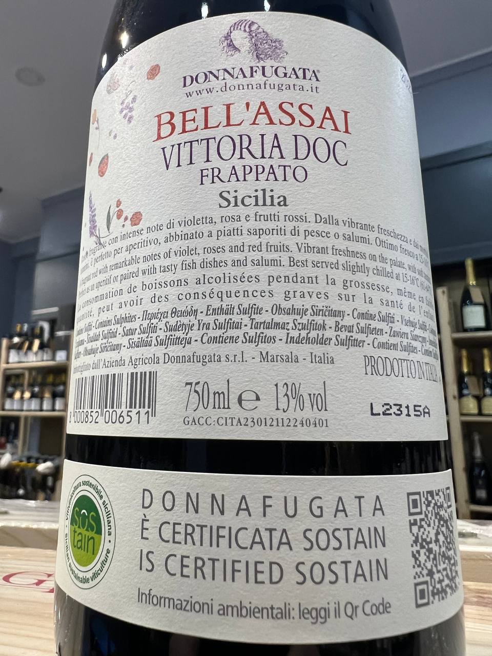 Frappato Bell'Assai 2022 Donnafugata Vittoria DOC