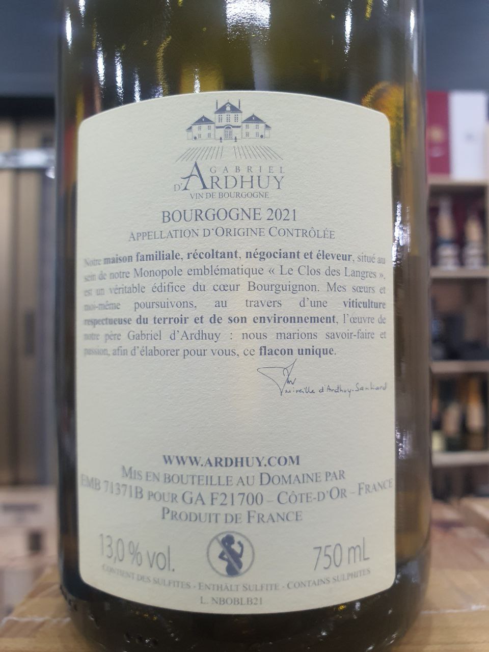 Bourgogne Chardonnay 2021 Gabriel d’Ardhuy
