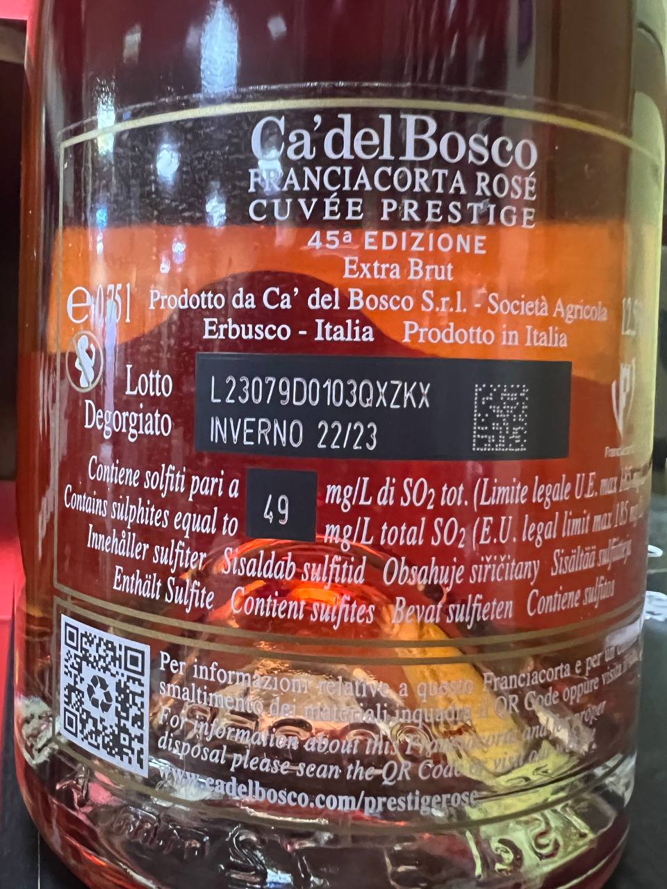 Cà del Bosco Rosé Cuvée Prestige 45° edizione
