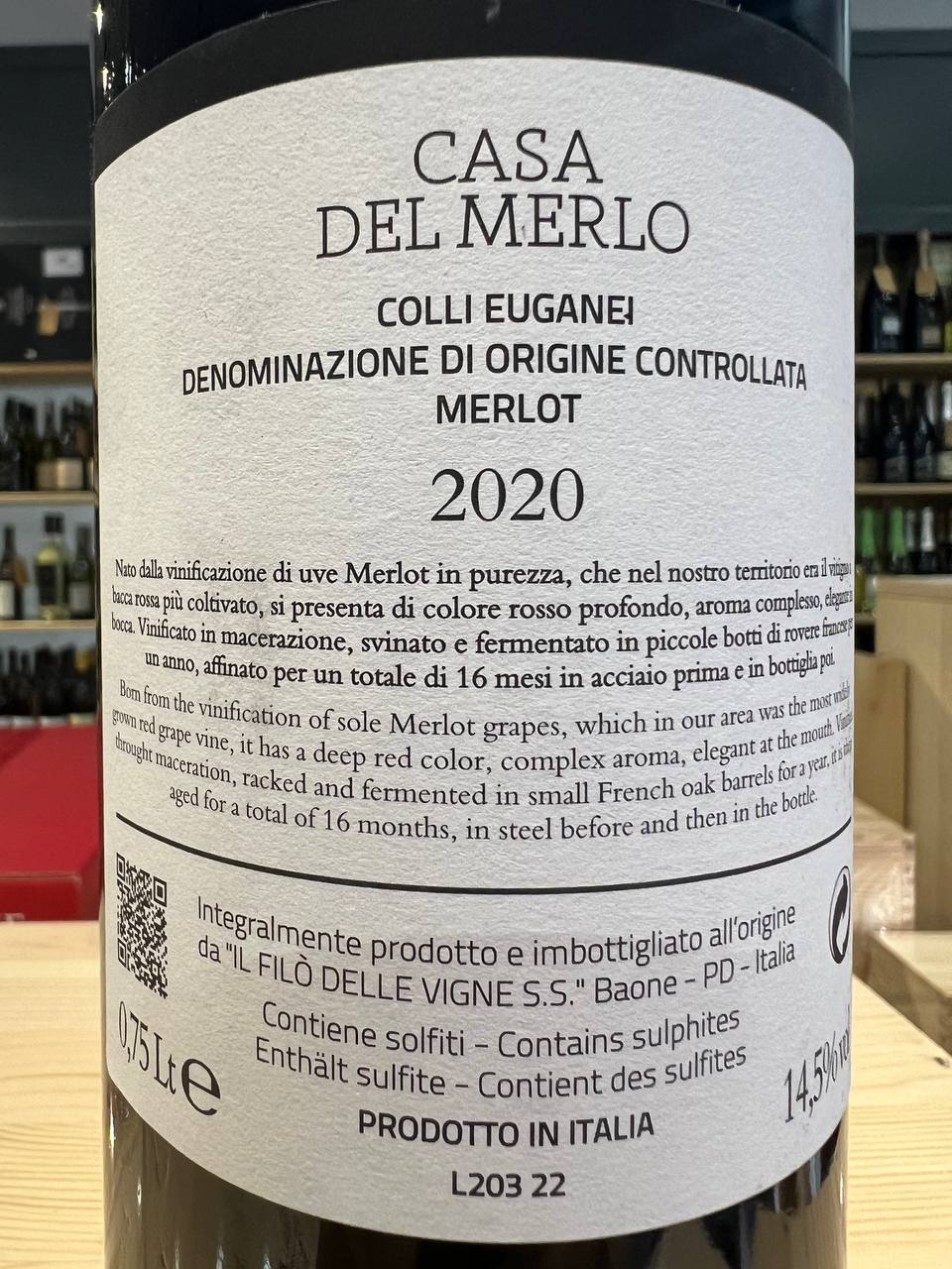 Casa Del Merlo 2020 DOC Colli Euganei Il Filò Delle Vigne