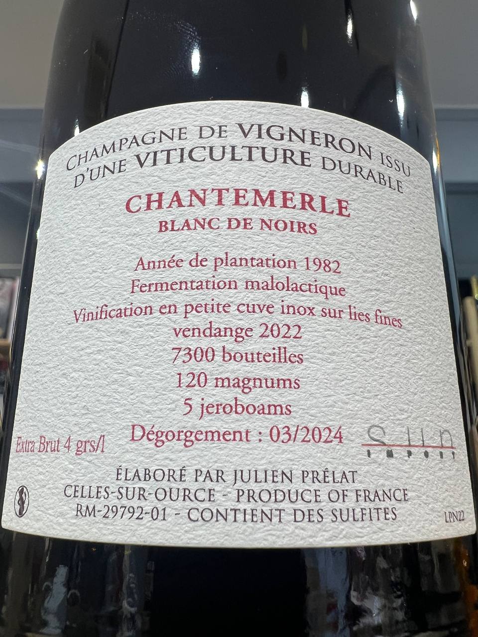 Champagne Chantemerle Julien Prelat Extra Brut Blanc de Noirs