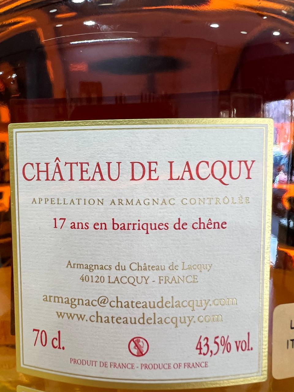 Bas Armagnac Château de Lacquy Carafe Hélios 17 Year Old