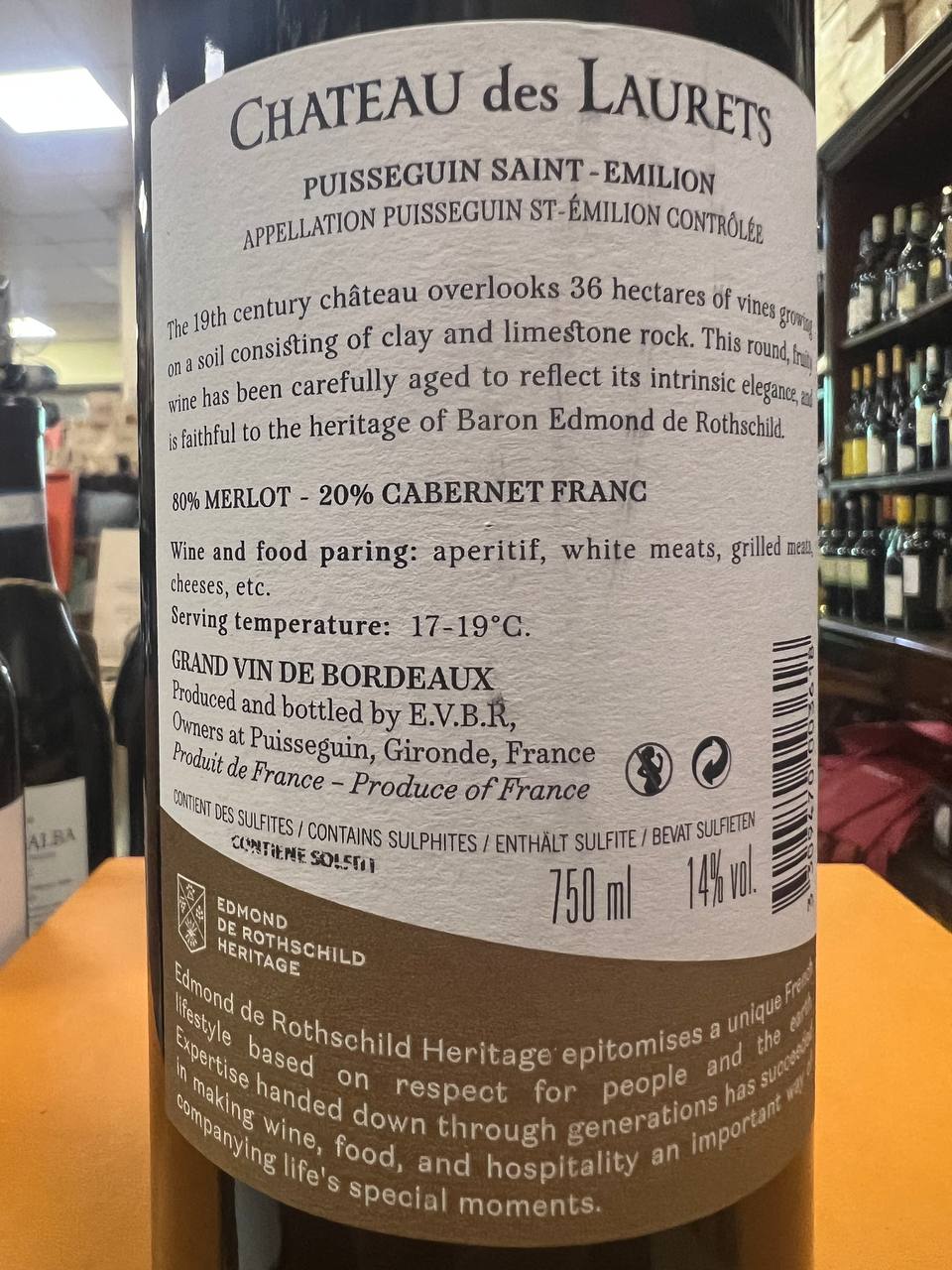 Chateau des Laurets Puisseguin Saint-Emilion 2016 - Edmond de Rothschild