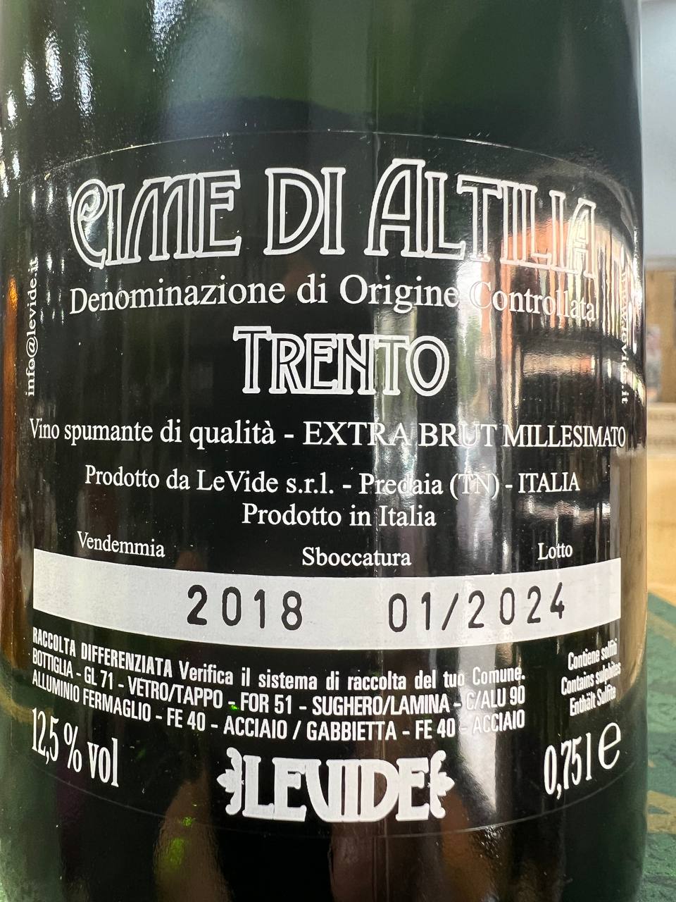 Cime di Altilia Extra Brut 2018 Trento DOC LeVide