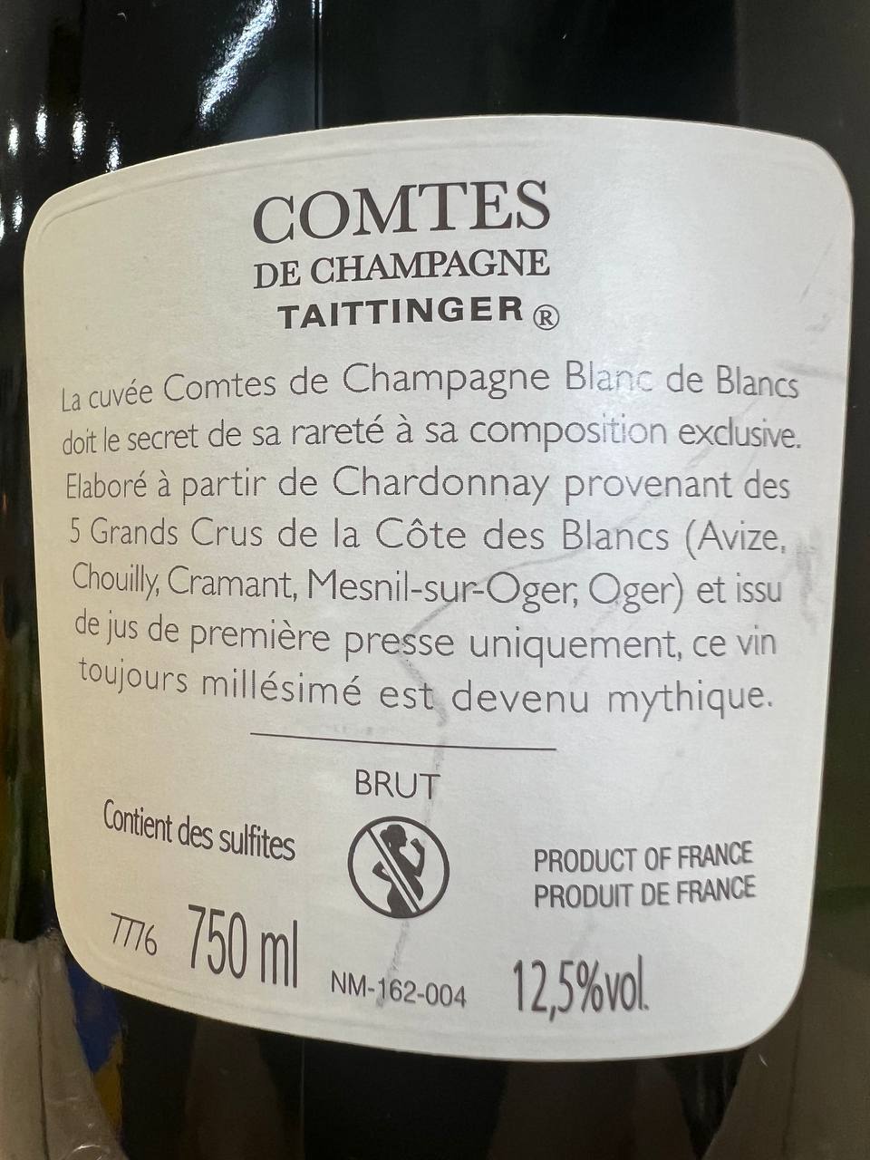Comtes de Champagne Taittinger 2013 Grand Crus