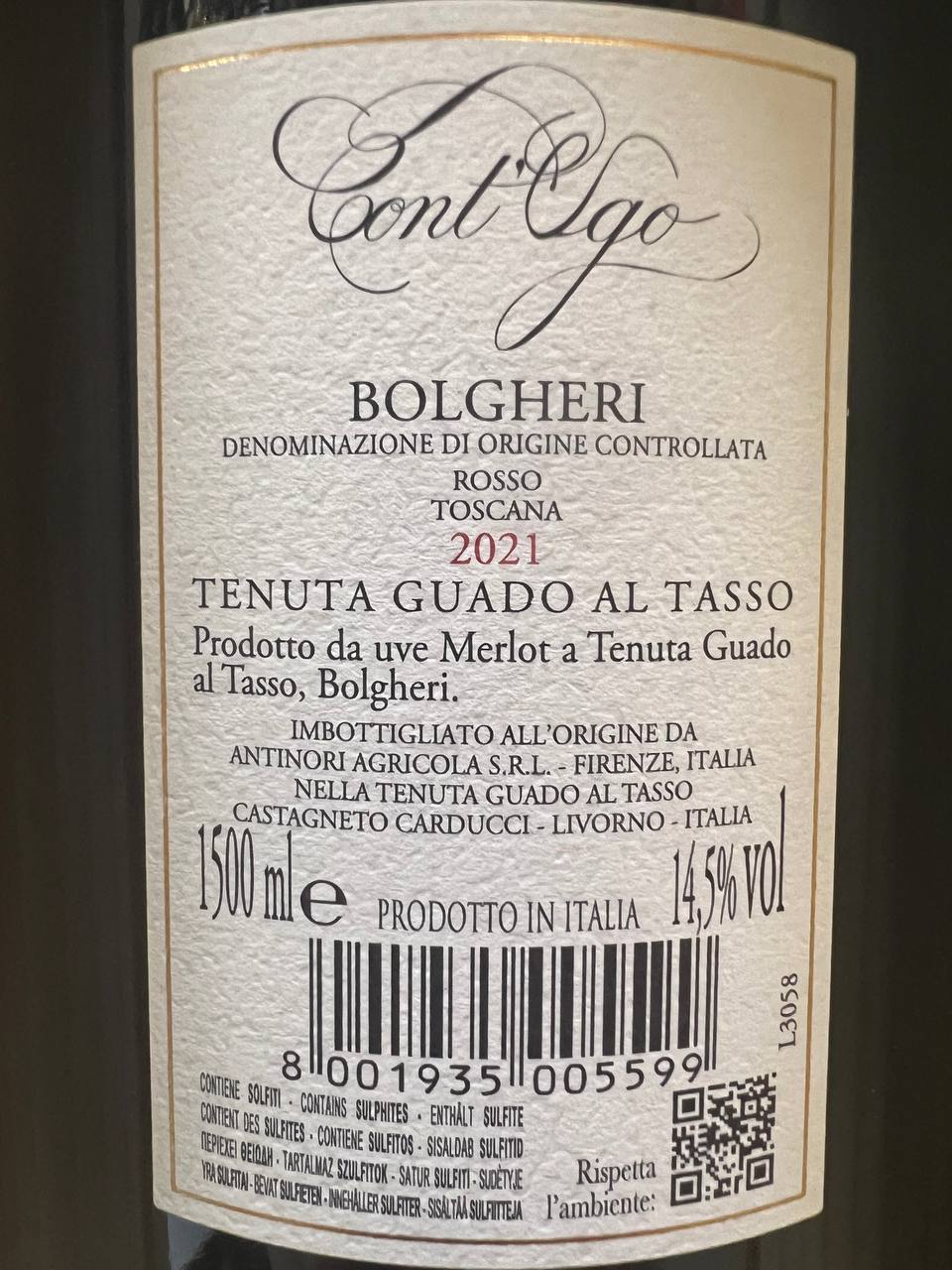 Cont'Ugo Magnum 2021- Bolgheri Tenuta Guado Al Tasso