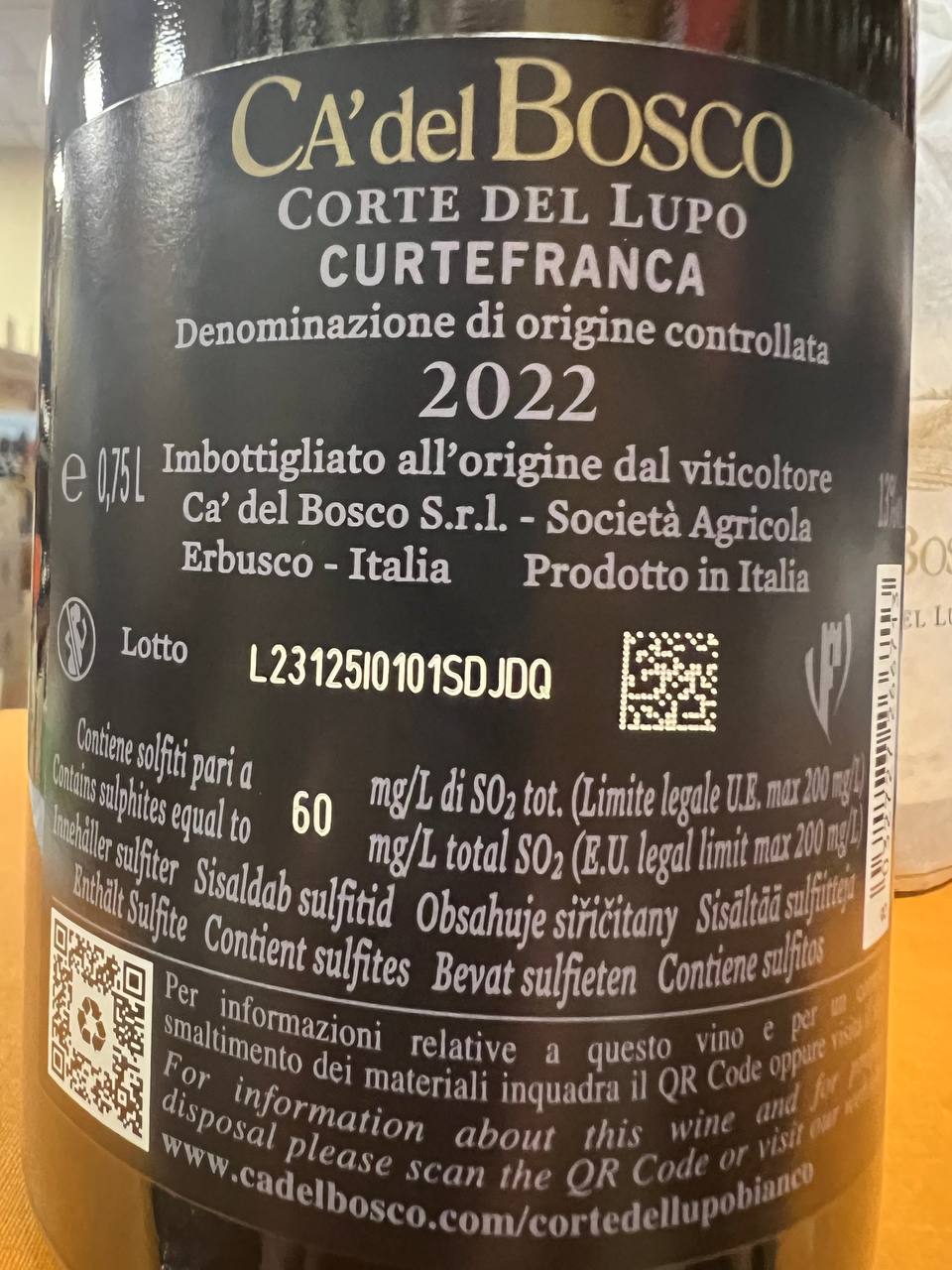 Corte Del Lupo 2022 Curtefranca Bianco Cà del Bosco