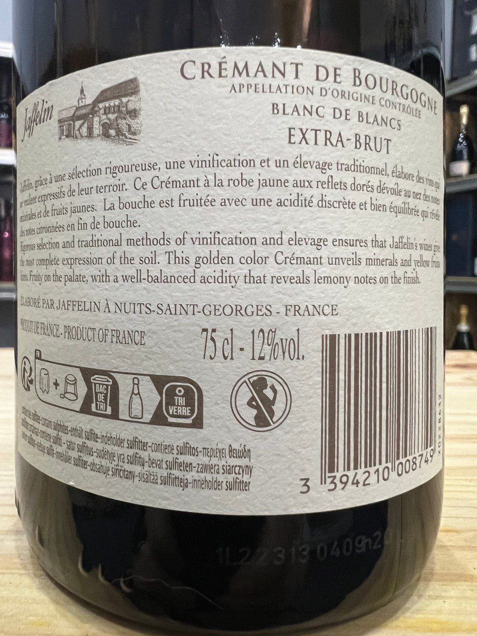 Cremant De Bourgogne Blanc de Blancs Extra-Brut Jaffelin