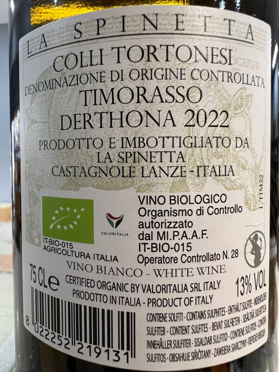 Derthona 2022 Timorasso La Spinetta Colli Tortonesi DOC