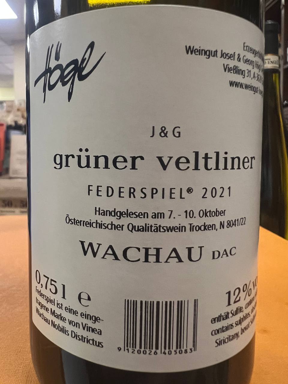 Grüner Veltliner J&G Federspiel 2021- Högl