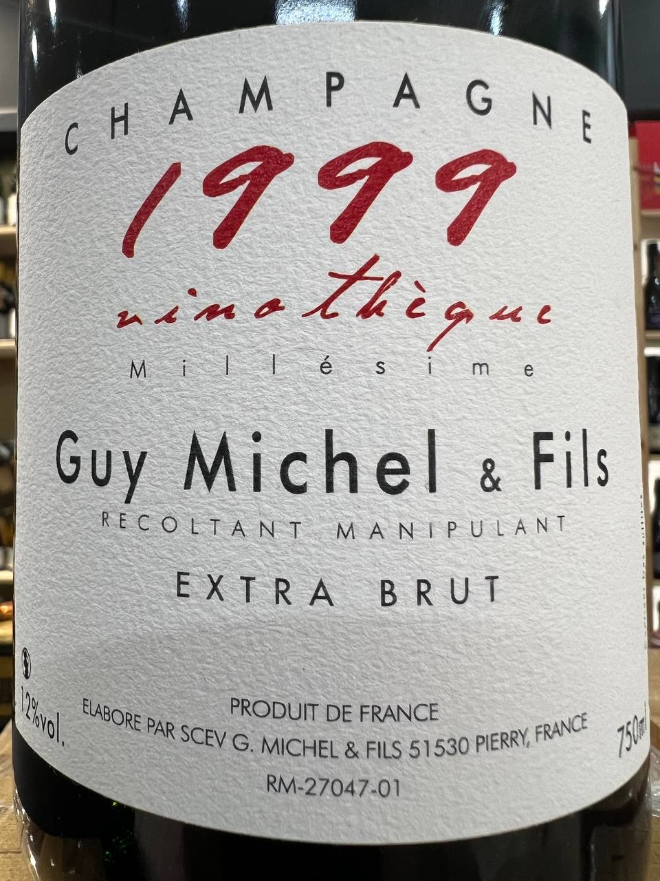 Vinothèque Millésime 1999 Champagne Guy Michel & Fils