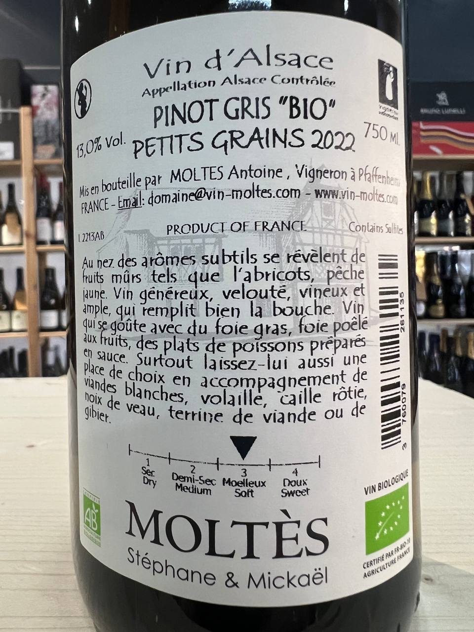 Moltès Pinot Gris Petits Grains Alsace 2022
