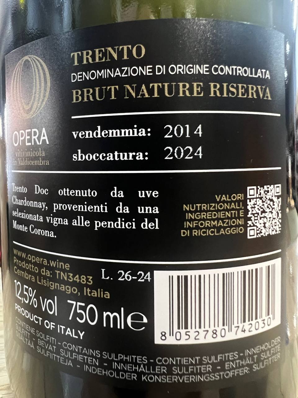 Opera Riserve Nature 2014 TrentoDoc Blanc De Blancs