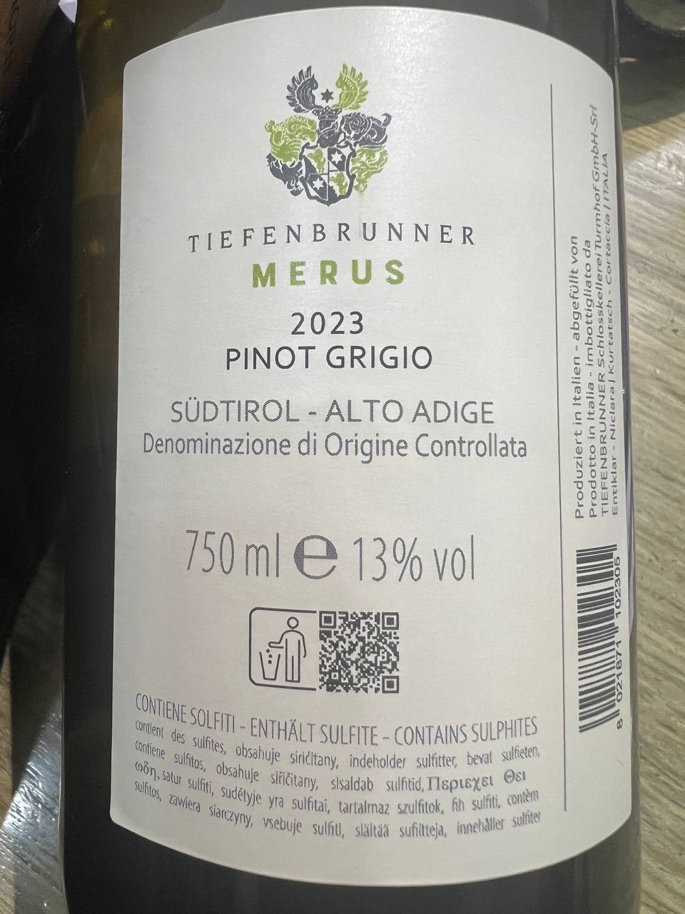 Pinot Grigio Tiefenbrunner Merus 2023