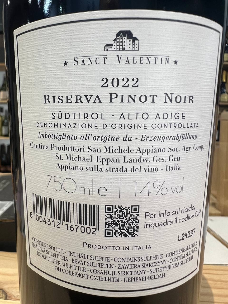 Sanct Valentin Pinot Nero Riserva 2022 San Michele Appiano