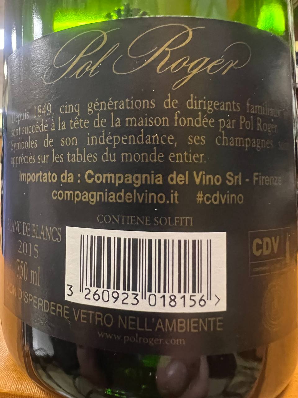 Champagne Pol Roger Blanc De Blancs Vintage 2015