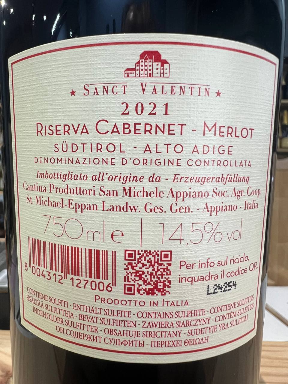 Sanct Valentin Cabernet-Merlot Riserva 2021 San Michele Appiano