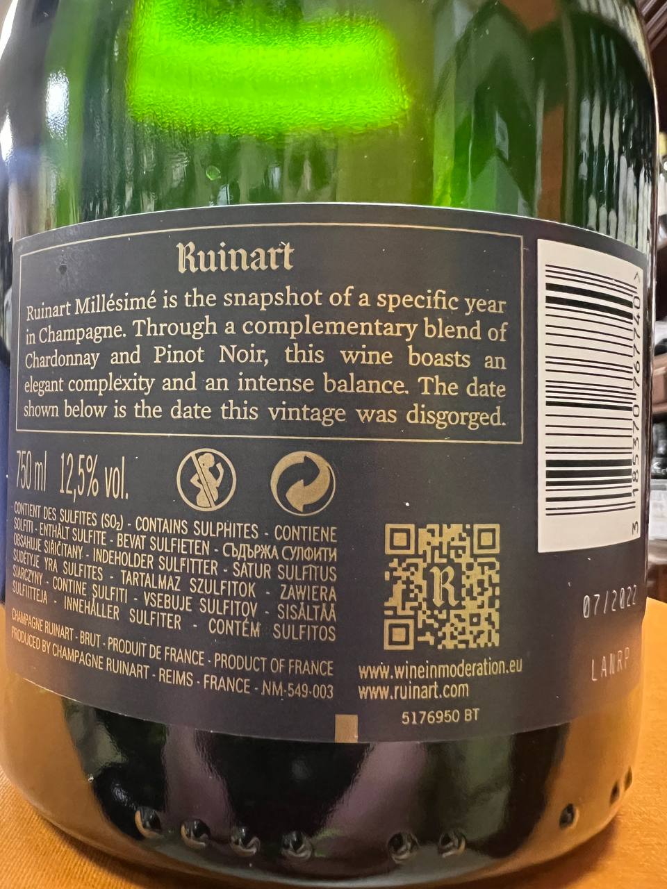 Champagne Millesimé 2016  Brut Ruinart