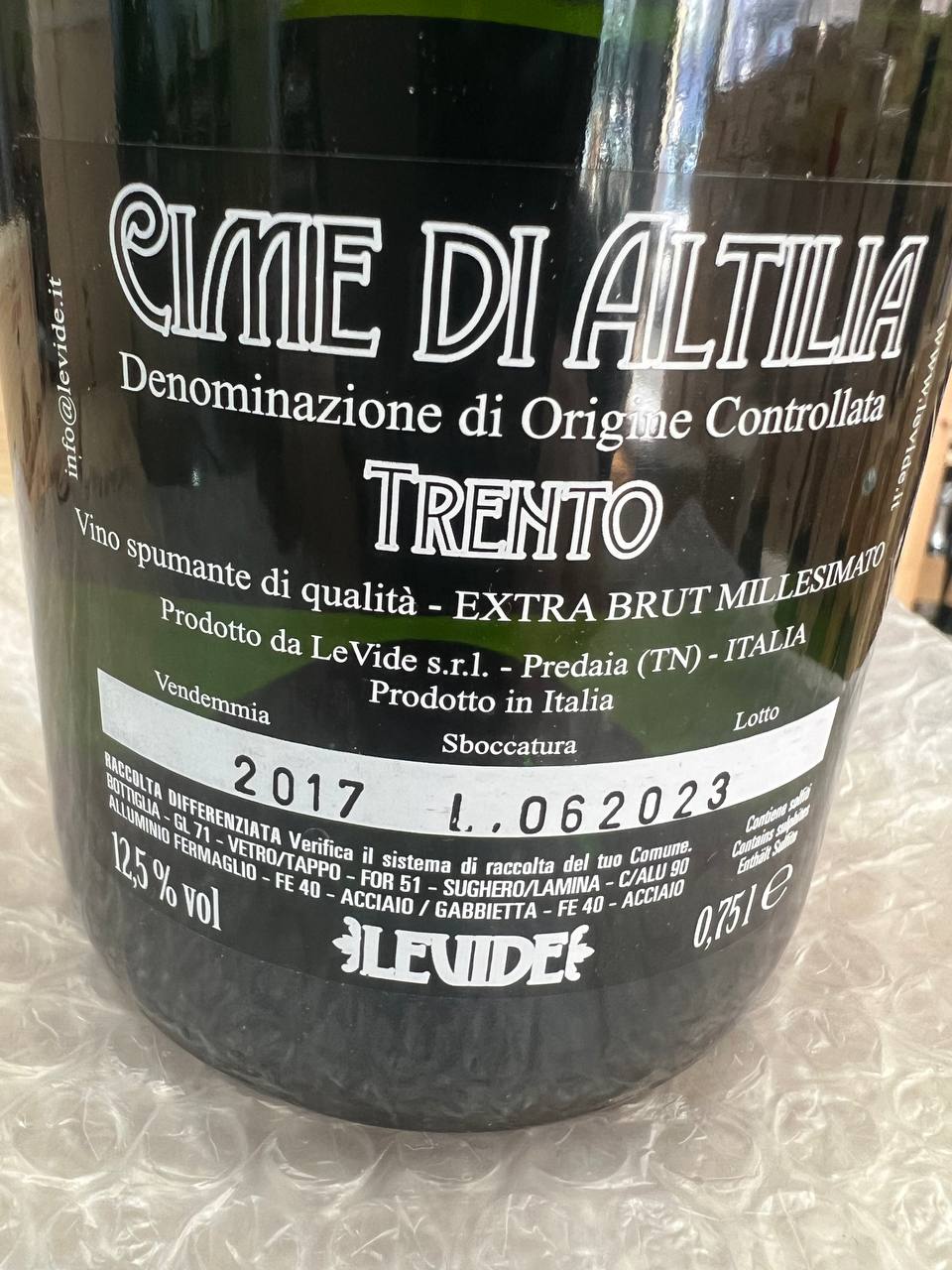 Trentodoc Cime di Altilia Extra Brut 2017 LeVide