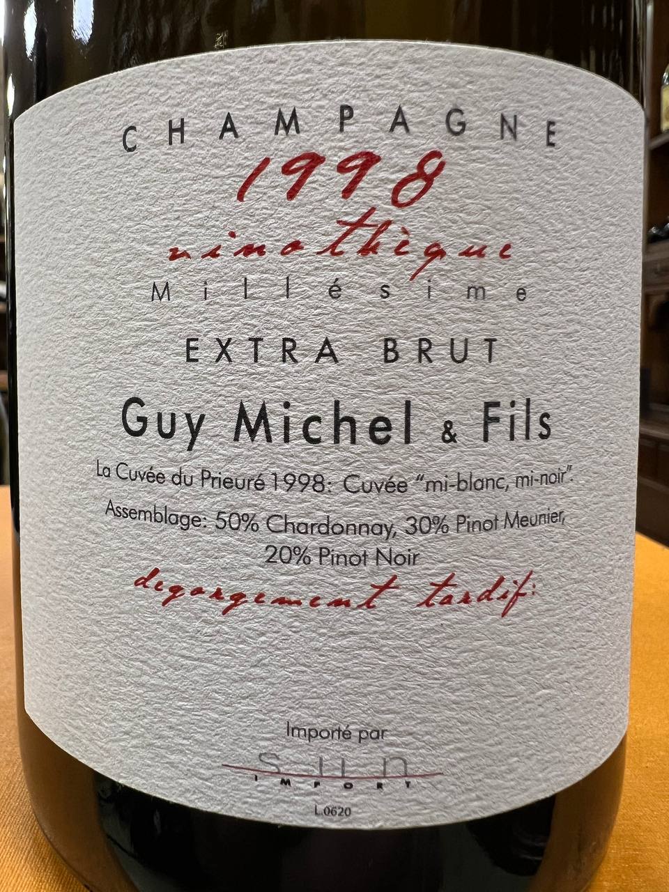 Vinothèque Millésime Champagne Guy Michel & Fils 1998